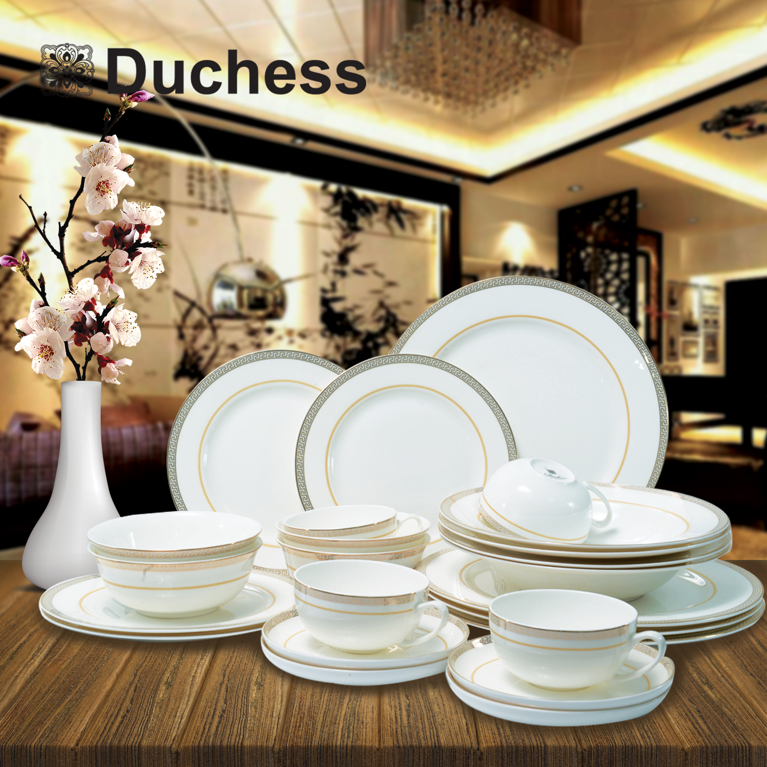 Duchess ชุดจานดินเนอร์ เซ็ท 24 ชิ้น รุ่น DBZTD20 - Fine Bone China Classic Gold Duchess ชุดจานดินเนอร์ เซ็ท 24 ชิ้น รุ่น DBZTD20 - Fine Bone China Classic Gold