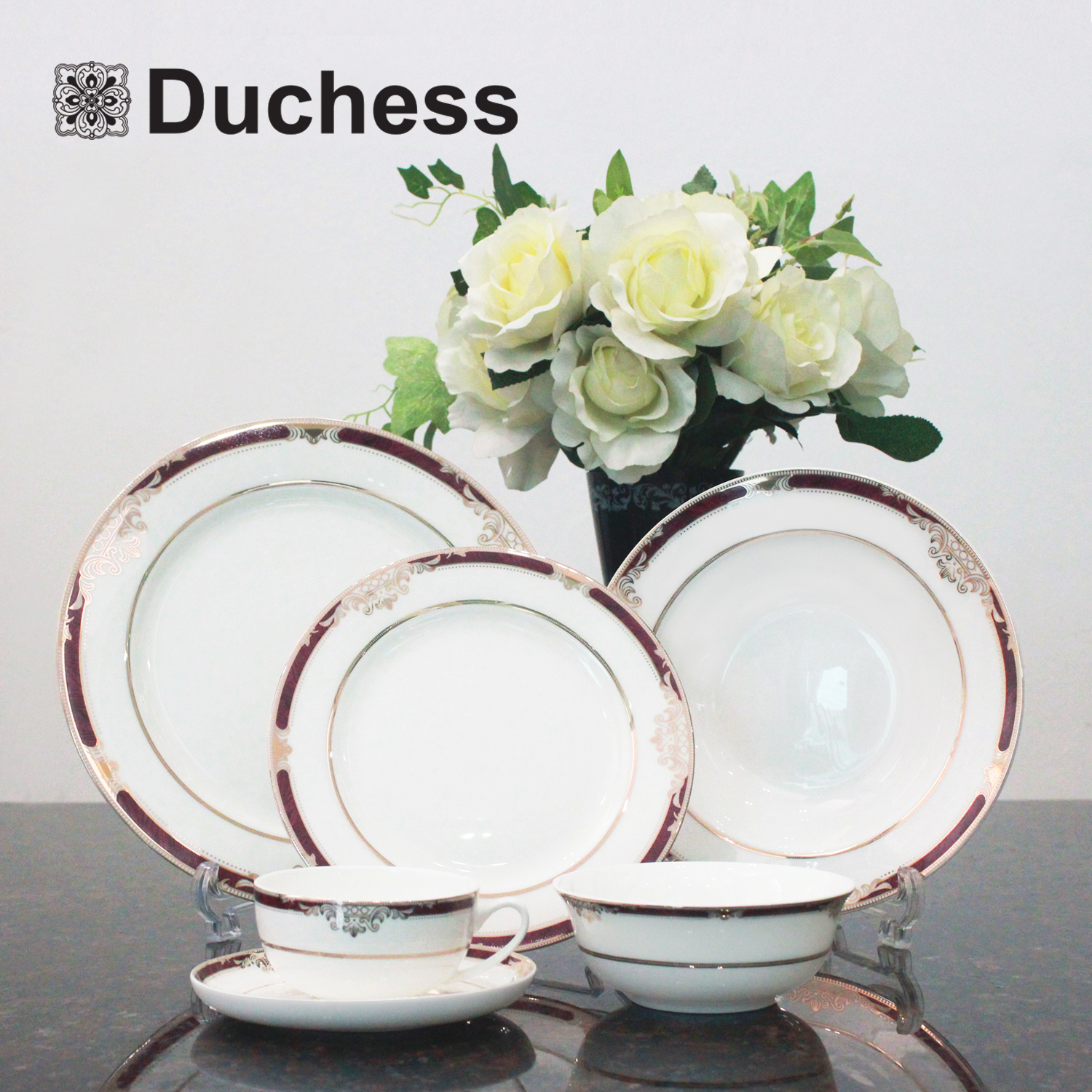 Duchess ชุดจานดินเนอร์ เซ็ท 6 ชิ้น รุ่น DB4362A - Fine China Classic Red Duchess ชุดจานดินเนอร์ เซ็ท 6 ชิ้น รุ่น DB4362A - Fine China Classic Red